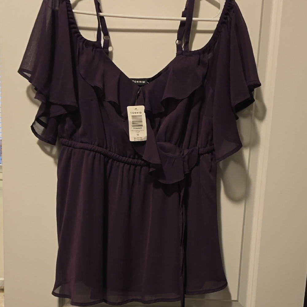Torrid Purple Ruffle Off-Shoulder Top